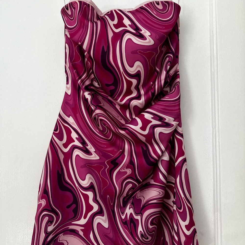 Nordstrom Strapless Dress in Swirling Pink and Purple